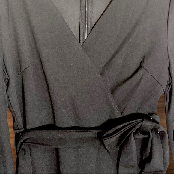 Women's Long-Sleeve Wrapped/Belted Bodycon Dress - Black- XL - Picture 9 of 11